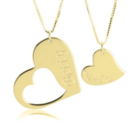 Collar de Corazón Grabado Madre e Hija