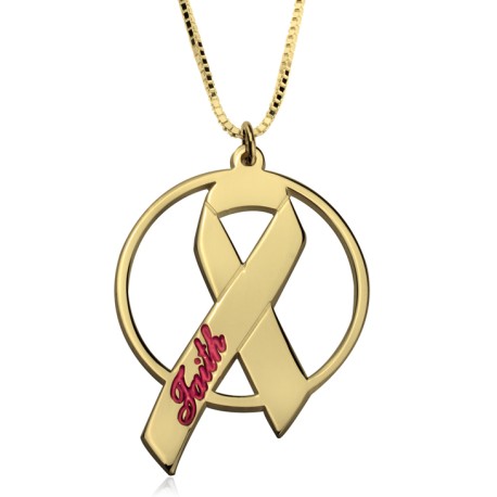 Collar de Cáncer de Mama con Nombre Grabado